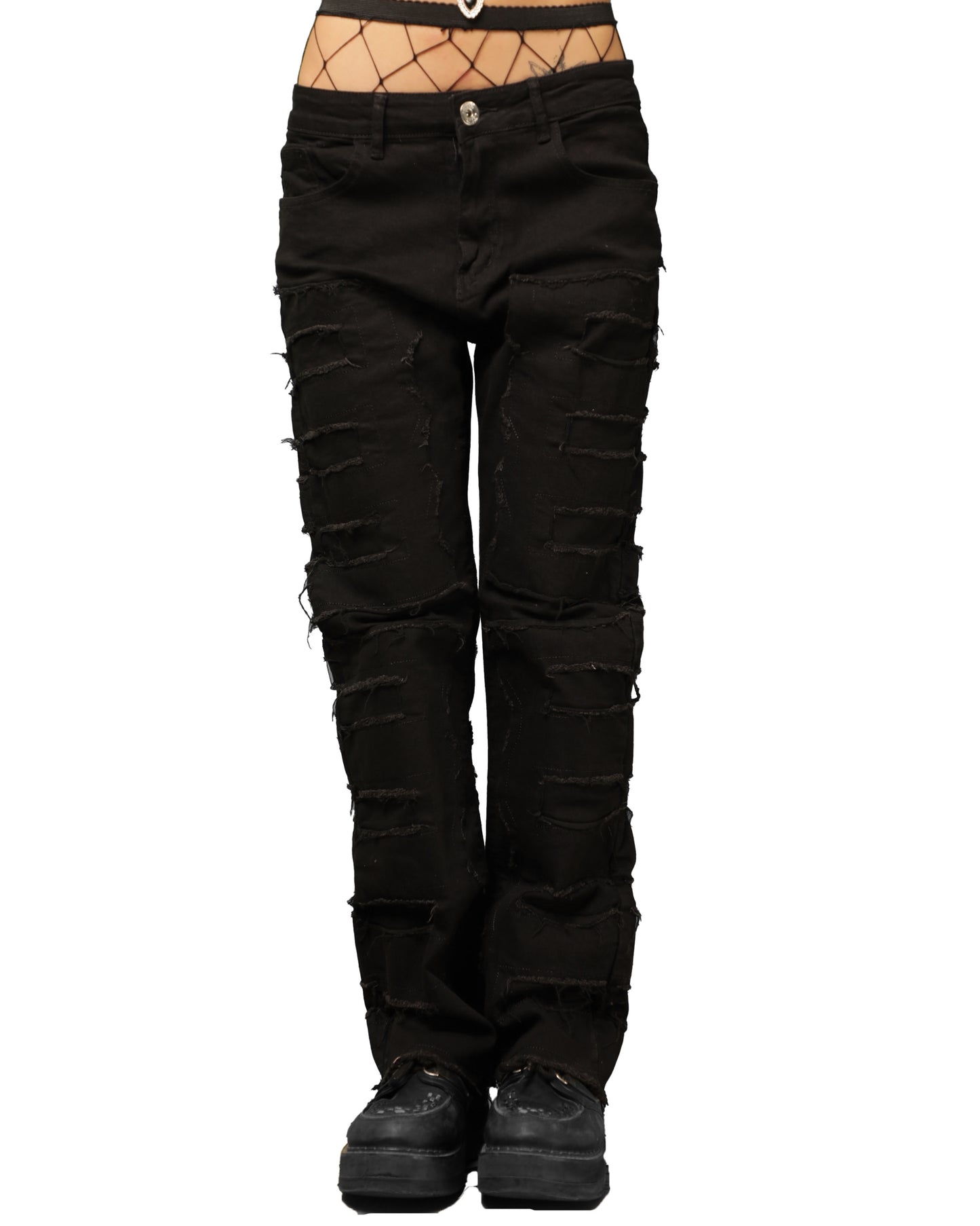DISTRESSED BLACK JEANS